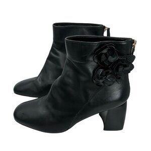 Tory Burch‎ Black Blossom Bootie Womens Size 10.5M Calf Leather Style 32485